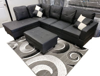 Large Size 2PC Sectional w/Pillows - BLACK