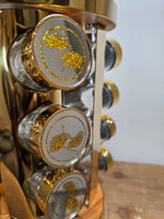 16 Jar Spice Rack Carousel Gold Mirrored - FREE SHIPPING