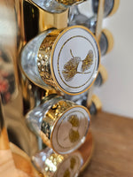 16 Jar Spice Rack Carousel Gold Mirrored - FREE SHIPPING