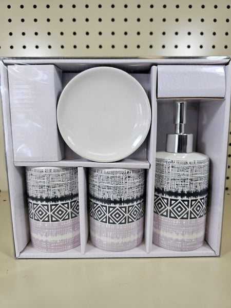 4pc Bathroom accessories set- PURPLE/BLACK/WHITE - FREE SHIPPING!