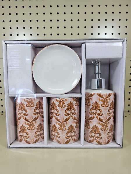 4pc Bathroom accessories set- PINK/BROWN - FREE SHIPPING!