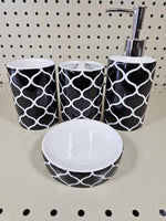 4pc Bathroom accessories set- BLACK/WHITE - FREE SHIPPING!