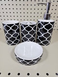 4pc Bathroom accessories set- BLACK/WHITE - FREE SHIPPING!