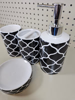 4pc Bathroom accessories set- BLACK/WHITE - FREE SHIPPING!