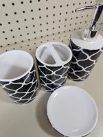 4pc Bathroom accessories set- BLACK/WHITE - FREE SHIPPING!