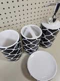 4pc Bathroom accessories set- BLACK/WHITE - FREE SHIPPING!