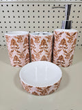 4pc Bathroom accessories set- PINK/BROWN - FREE SHIPPING!