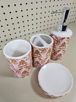 4pc Bathroom accessories set- PINK/BROWN - FREE SHIPPING!
