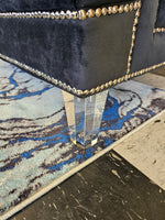 3PC Button Tufted Sofa, Loveseat & Chair - BLUE VELVET