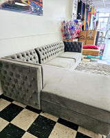 2PC Button Tufted Sectional w/Storage - GREY