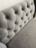 2PC Button Tufted Sectional w/Storage - GREY