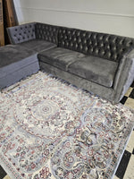2PC Button Tufted Sectional w/Storage - GREY