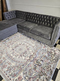 2PC Button Tufted Sectional w/Storage - GREY