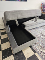 2PC Button Tufted Sectional w/Storage - GREY