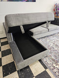 2PC Button Tufted Sectional w/Storage - GREY