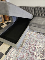 2PC Button Tufted Sectional w/Storage - GREY