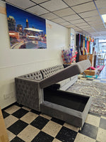 2PC Button Tufted Sectional w/Storage - GREY