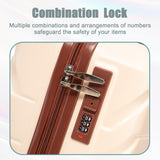 Beige 2PC Luggage ABS Spinner Wheel Set with Combination Lock - 14" & 20" Cosmetic Case (Beige)