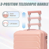Pink 2PC Luggage ABS Spinner Wheel Set with Combination Lock - 14" & 20" Cosmetic Case (Pink)