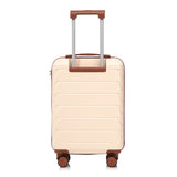Beige 2PC Luggage ABS Spinner Wheel Set with Combination Lock - 14" & 20" Cosmetic Case (Beige)