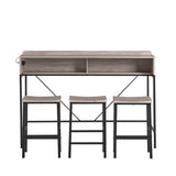 Bronze 59 inch bar table, dining table, sofa table with power socket and LED light, 3 saddle stools, 4-piece bar table and chairs set for living room, dining room and kitchen,W2972P313230 - FREE SHIPPING!