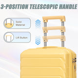 Yellow 2PC Luggage ABS Spinner Wheel Set with Combination Lock - 14" & 20" Cosmetic Case (Yellow)