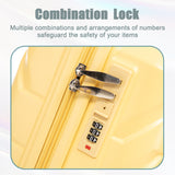 Yellow 2PC Luggage ABS Spinner Wheel Set with Combination Lock - 14" & 20" Cosmetic Case (Yellow)