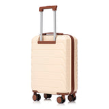 Beige 2PC Luggage ABS Spinner Wheel Set with Combination Lock - 14" & 20" Cosmetic Case (Beige)