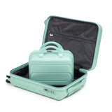 Mint Green 2PC Luggage ABS Spinner Wheel Set with Combination Lock - 14" & 20" Cosmetic Case (Mint Green)