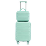 Mint Green 2PC Luggage ABS Spinner Wheel Set with Combination Lock - 14" & 20" Cosmetic Case (Mint Green)