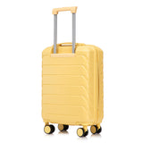 Yellow 2PC Luggage ABS Spinner Wheel Set with Combination Lock - 14" & 20" Cosmetic Case (Yellow)