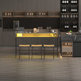 Bronze 59 inch bar table, dining table, sofa table with power socket and LED light, 3 saddle stools, 4-piece bar table and chairs set for living room, dining room and kitchen,W2972P313230 - FREE SHIPPING!