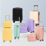 Blue Purple 2PC Luggage ABS Spinner Wheel Set with Combination Lock - 14" & 20" Cosmetic Case (Blue Purple)