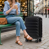Black 2PC Luggage ABS Spinner Wheel Set with Combination Lock - 14" & 20" Cosmetic Case (Black)