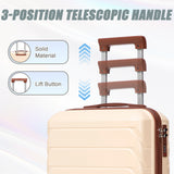 Beige 2PC Luggage ABS Spinner Wheel Set with Combination Lock - 14" & 20" Cosmetic Case (Beige)