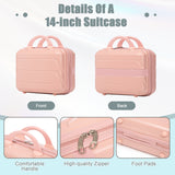 Pink 2PC Luggage ABS Spinner Wheel Set with Combination Lock - 14" & 20" Cosmetic Case (Pink)