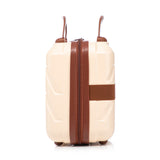 Beige 2PC Luggage ABS Spinner Wheel Set with Combination Lock - 14" & 20" Cosmetic Case (Beige)