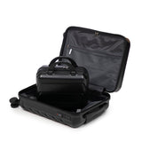 Black 2PC Luggage ABS Spinner Wheel Set with Combination Lock - 14" & 20" Cosmetic Case (Black)