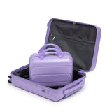 Blue Purple 2PC Luggage ABS Spinner Wheel Set with Combination Lock - 14" & 20" Cosmetic Case (Blue Purple)