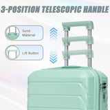 Mint Green 2PC Luggage ABS Spinner Wheel Set with Combination Lock - 14" & 20" Cosmetic Case (Mint Green)