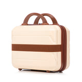 Beige 2PC Luggage ABS Spinner Wheel Set with Combination Lock - 14" & 20" Cosmetic Case (Beige)