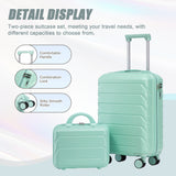 Mint Green 2PC Luggage ABS Spinner Wheel Set with Combination Lock - 14" & 20" Cosmetic Case (Mint Green)