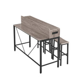 Bronze 59 inch bar table, dining table, sofa table with power socket and LED light, 3 saddle stools, 4-piece bar table and chairs set for living room, dining room and kitchen,W2972P313230 - FREE SHIPPING!