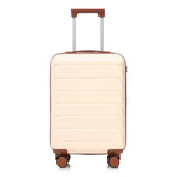Beige 2PC Luggage ABS Spinner Wheel Set with Combination Lock - 14" & 20" Cosmetic Case (Beige)