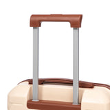 Beige 2PC Luggage ABS Spinner Wheel Set with Combination Lock - 14" & 20" Cosmetic Case (Beige)