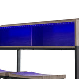 Bronze 59 inch bar table, dining table, sofa table with power socket and LED light, 3 saddle stools, 4-piece bar table and chairs set for living room, dining room and kitchen,W2972P313230 - FREE SHIPPING!
