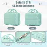 Mint Green 2PC Luggage ABS Spinner Wheel Set with Combination Lock - 14" & 20" Cosmetic Case (Mint Green)