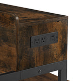 Brown 59 inch bar table, dining table, sofa table with power socket and LED light, 3 saddle stools, 4-piece bar table and chairs set for living room, dining room and kitchen,W2972P313231 - FREE SHIPPING!