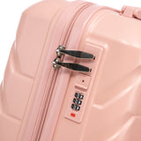 Pink 2PC Luggage ABS Spinner Wheel Set with Combination Lock - 14" & 20" Cosmetic Case (Pink)