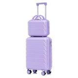 Blue Purple 2PC Luggage ABS Spinner Wheel Set with Combination Lock - 14" & 20" Cosmetic Case (Blue Purple)